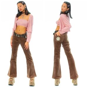 dolls Kill TUNNEL VISION Melody Brown Corduroy Flares XS